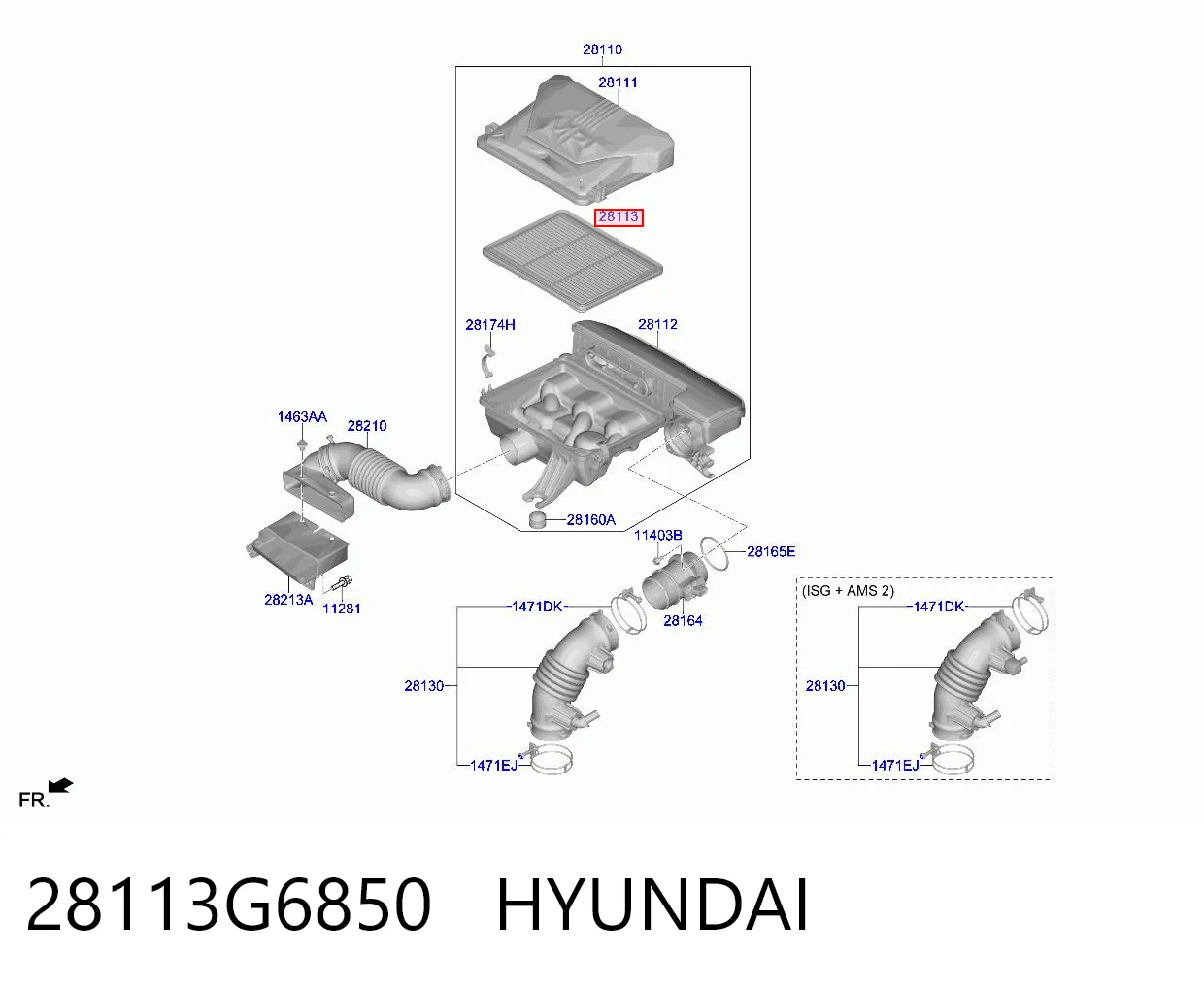 28113G6850 Hyundai/Kia Воздушный фильтр двигателя