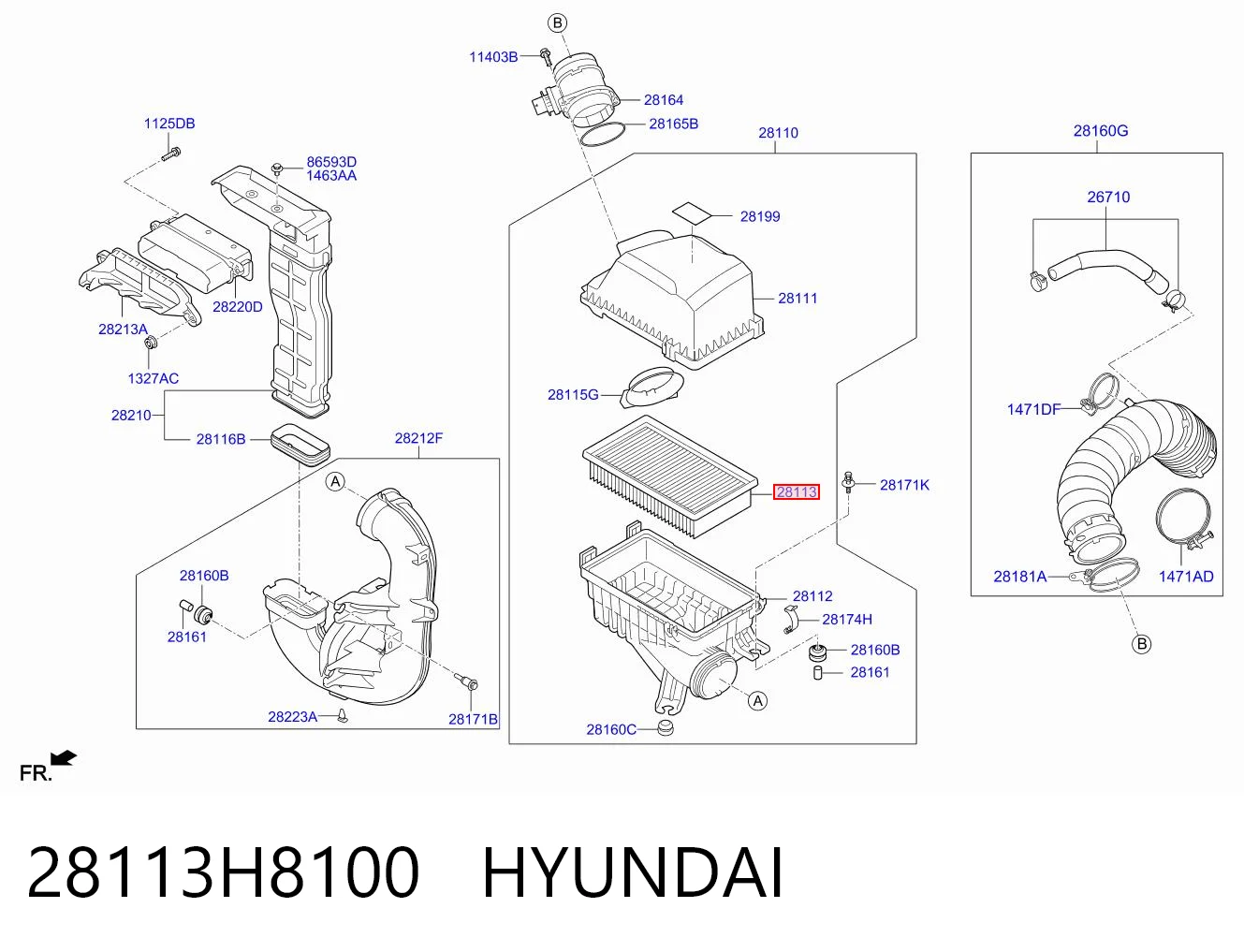 28113H8100 Hyundai/Kia Воздушный фильтр двигателя