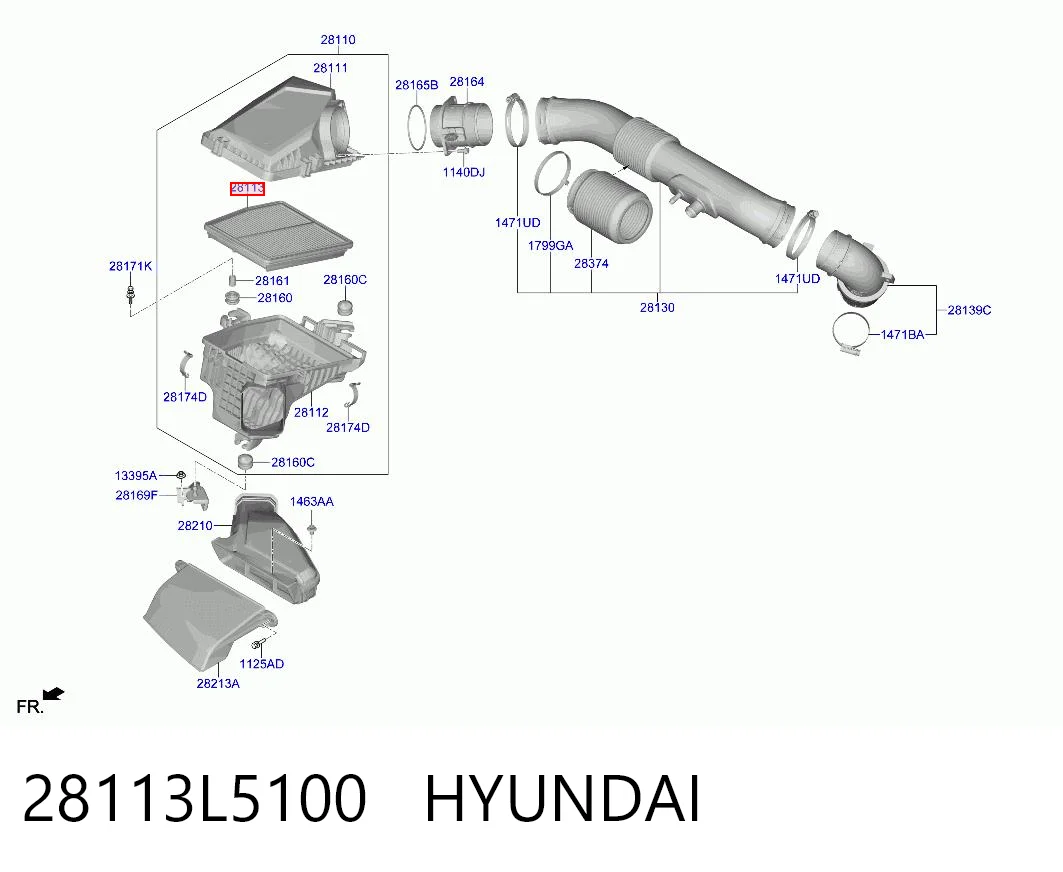 28113L5100 Hyundai/Kia Воздушный фильтр двигателя