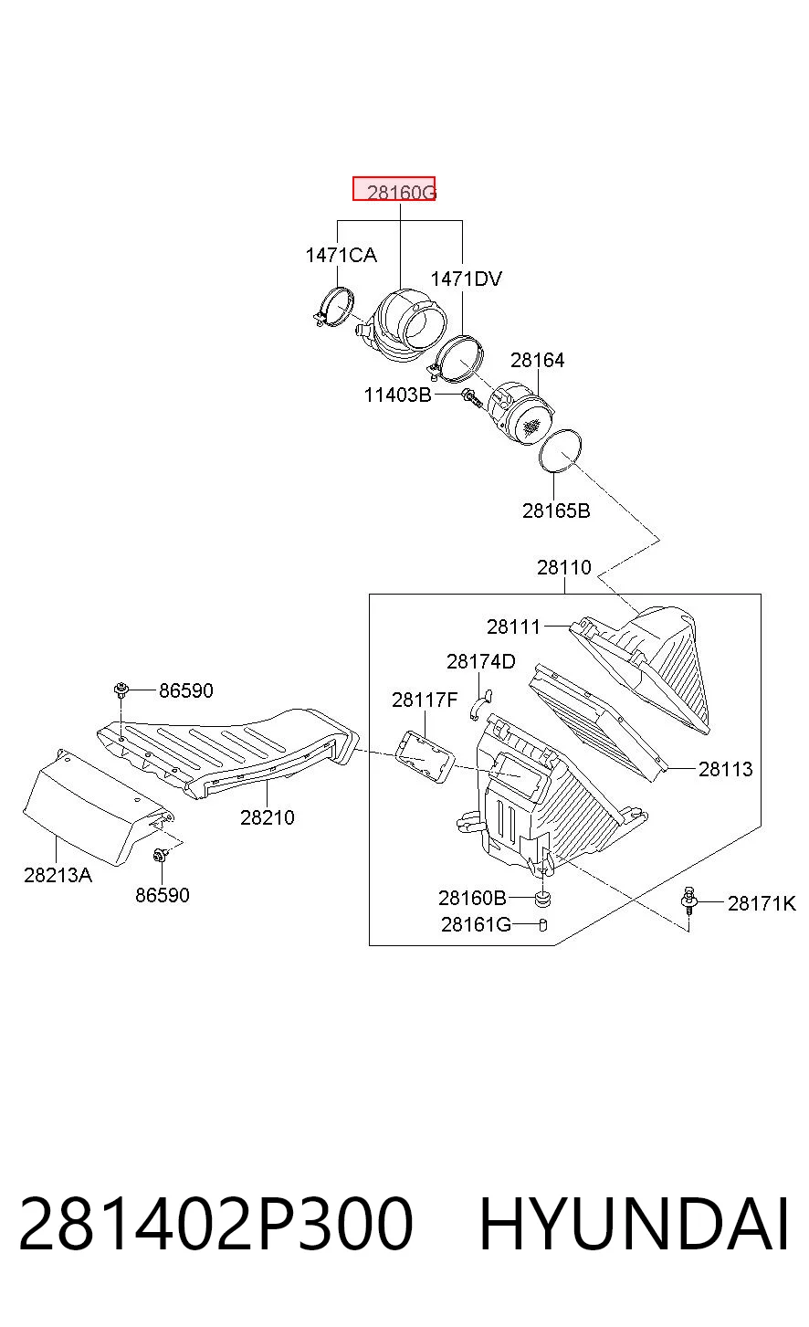 281402P300 Hyundai/Kia Воздушный патрубок расходомера