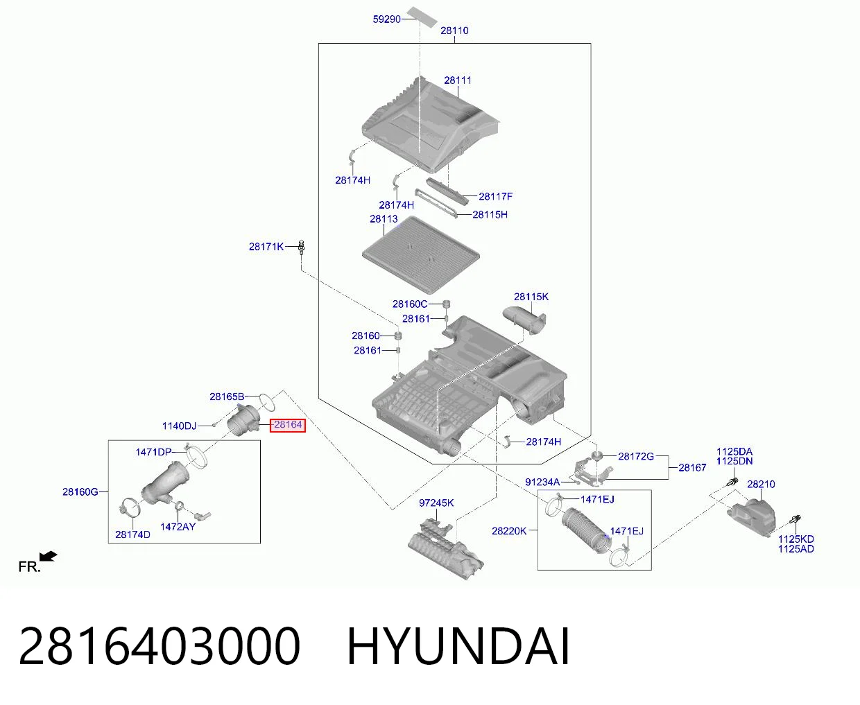 2816403000 Hyundai/Kia Датчик расхода воздуха