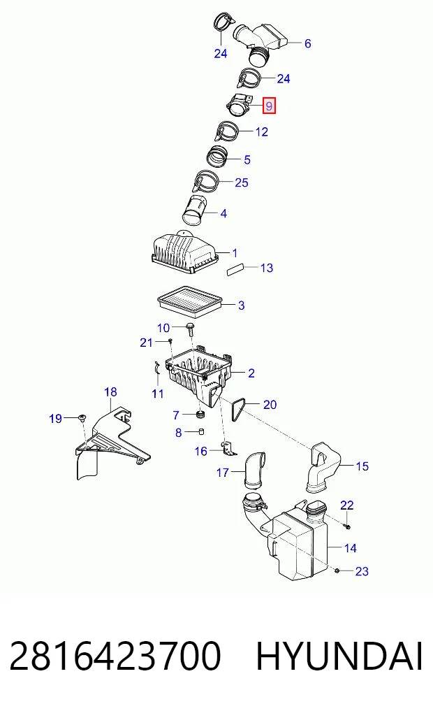 2816423700 Hyundai/Kia Датчик расхода воздуха