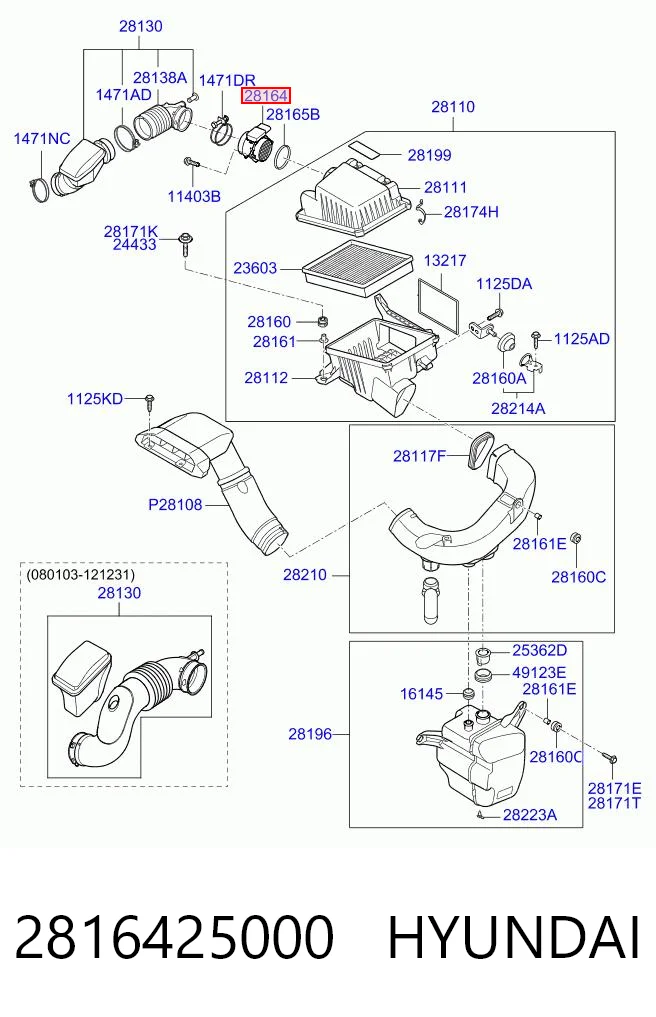 2816425000 Hyundai/Kia Датчик расхода воздуха