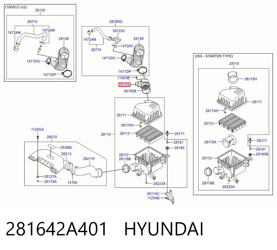 281642A401 Hyundai/Kia Датчик расхода воздуха