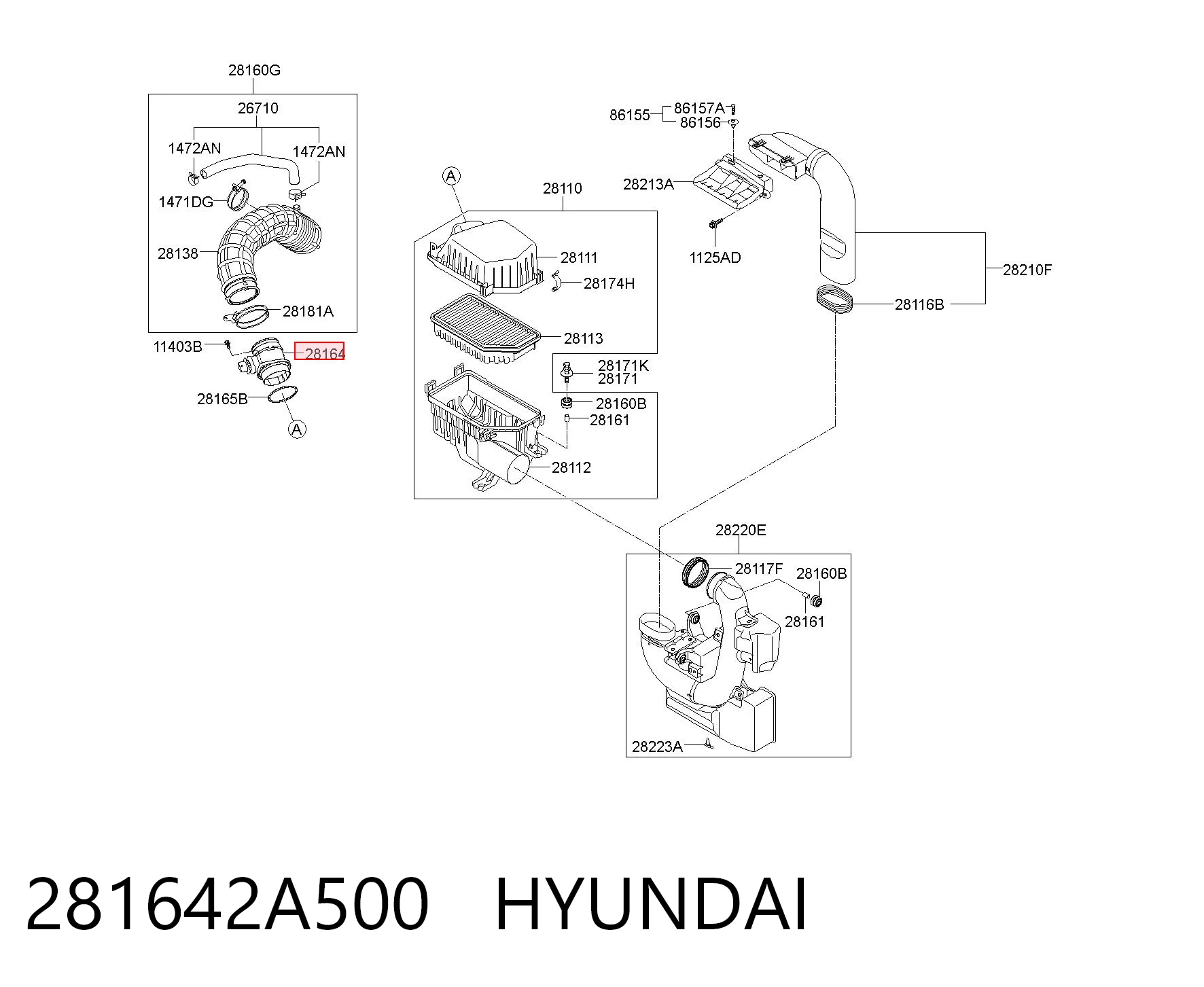 281642A500 Hyundai/Kia Датчик расхода воздуха