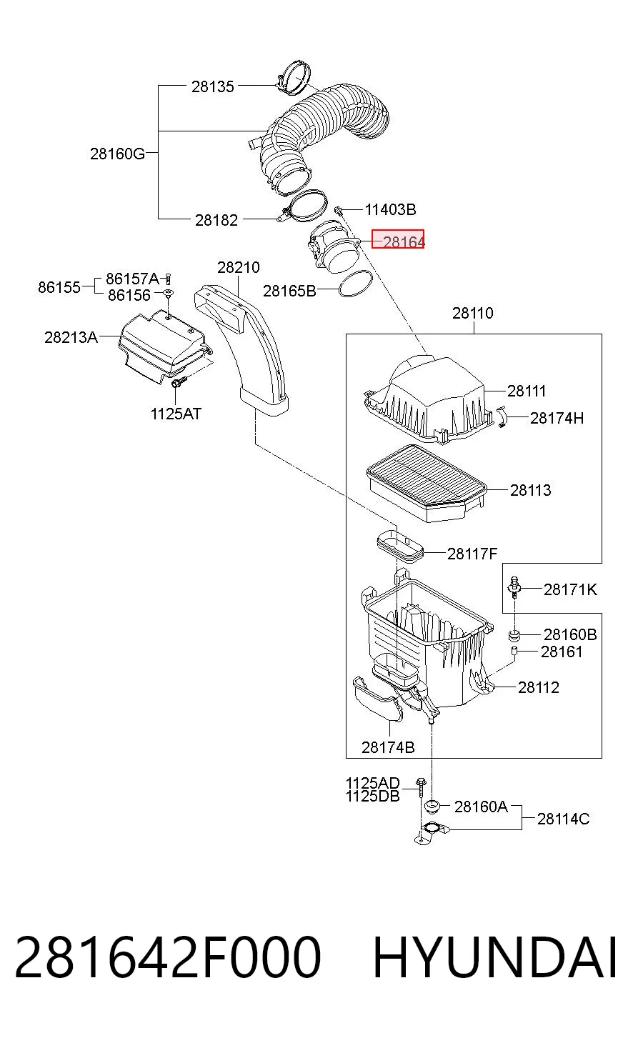 281642F000 Hyundai/Kia Датчик расхода воздуха