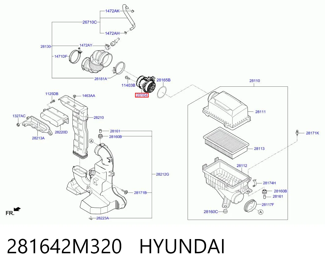 281642M320 Hyundai/Kia Датчик расхода воздуха