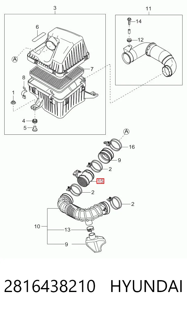 2816438210 Hyundai/Kia Датчик расхода воздуха