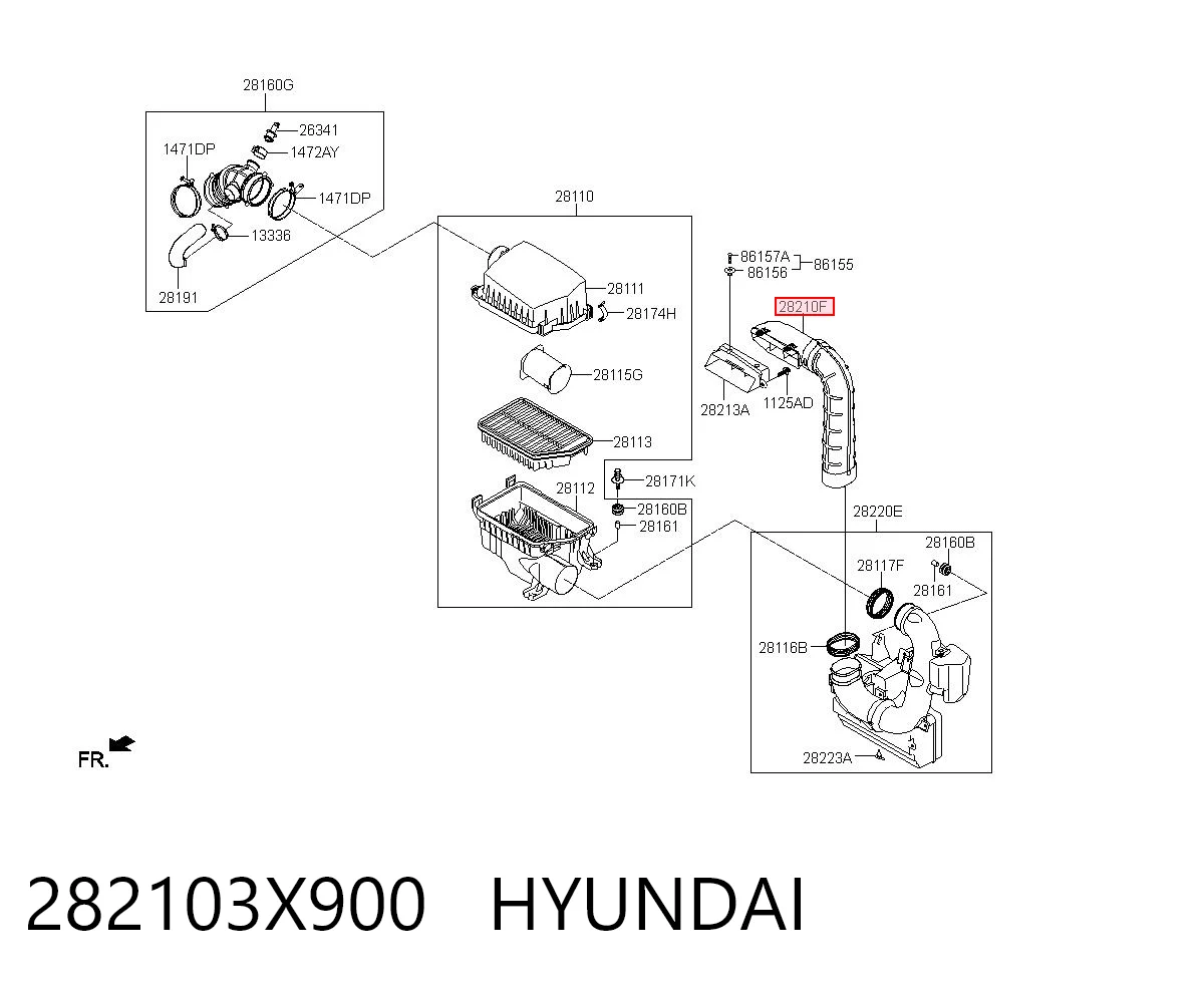 282103X900 Hyundai/Kia Патрубок воздушный, вход в резонатор