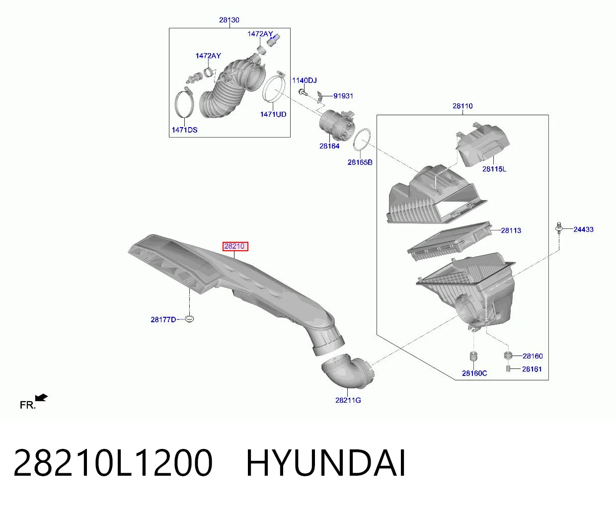 28210L1200 Hyundai/Kia Воздухозаборник воздушного фильтра