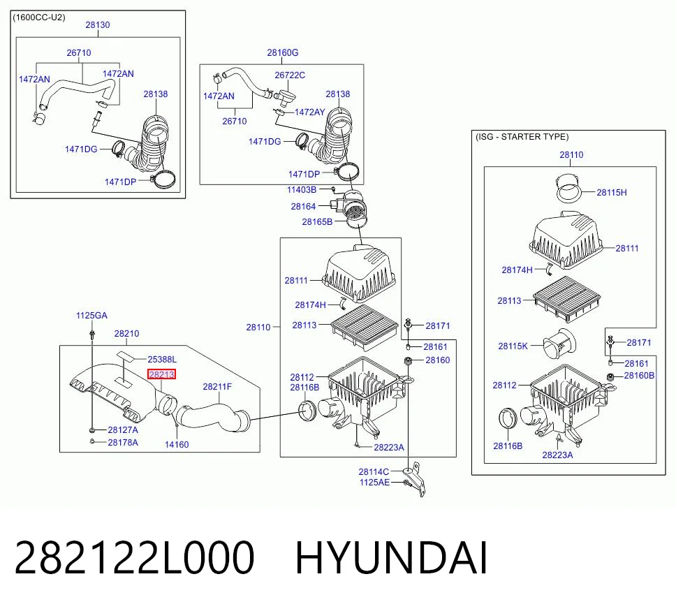 282122L000 Hyundai/Kia Воздухозаборник воздушного фильтра