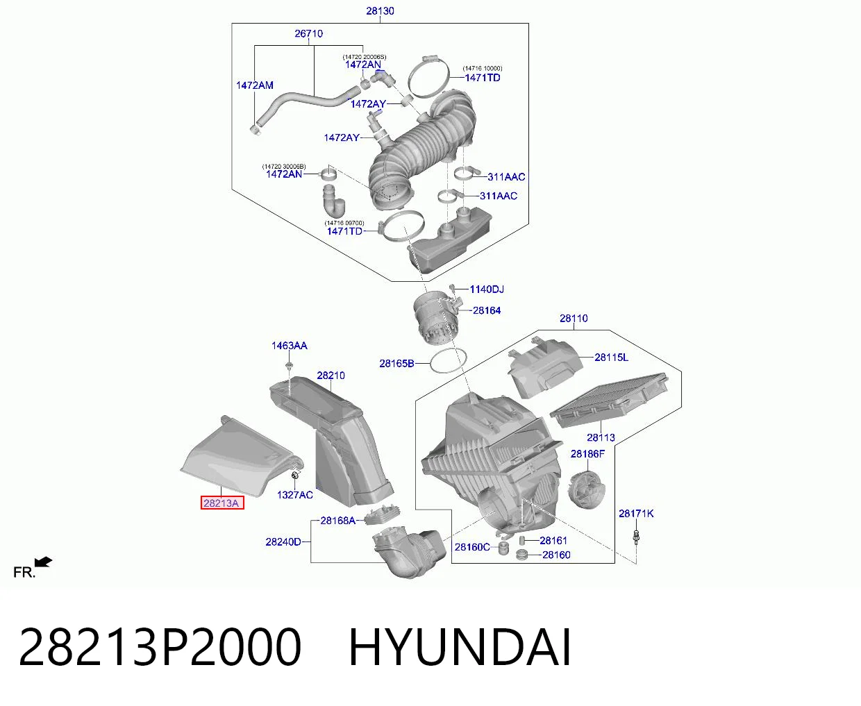 28213P2000 Hyundai/Kia Воздухозаборник воздушного фильтра