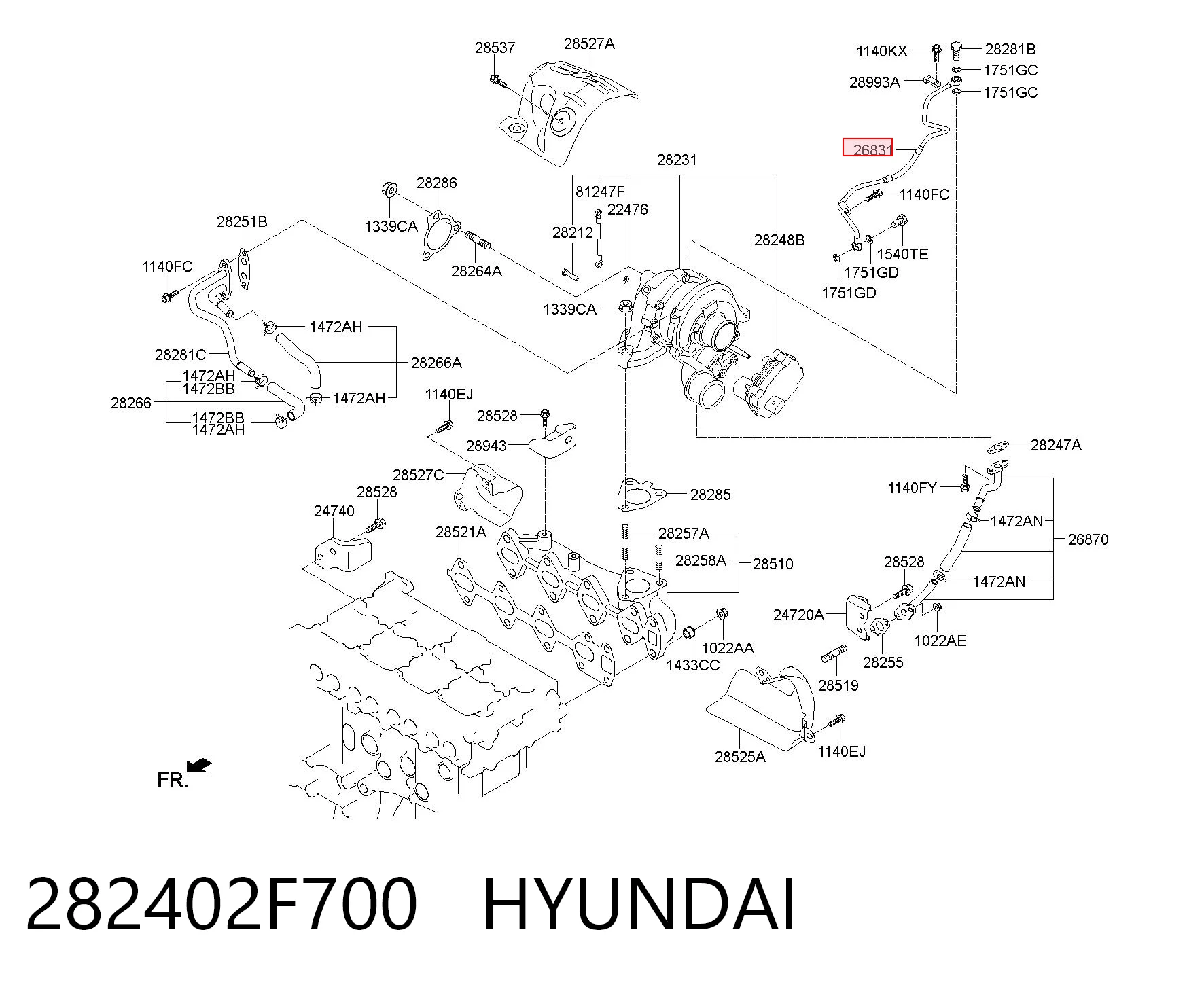 282402F700 Hyundai/Kia Подача масляная труба