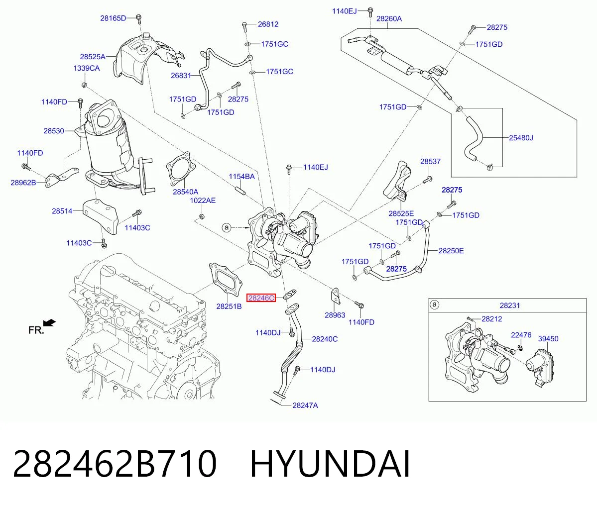 282462B710 Hyundai/Kia Прокладка шланга отвода масла от турбины