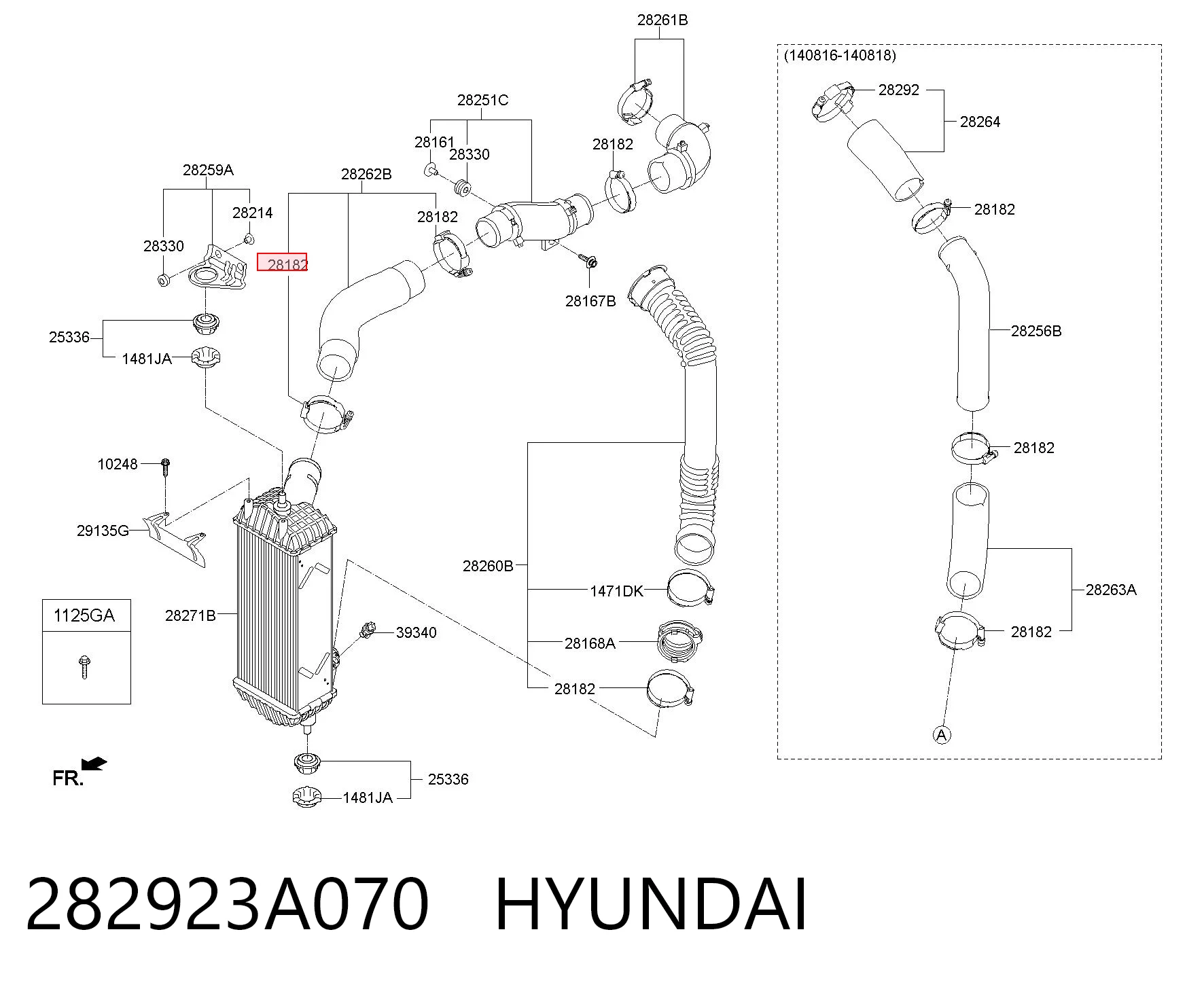 282923A070 Hyundai/Kia Хомут стяжной металлический, универсальный