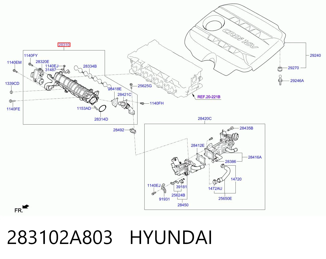 283102A803 Hyundai/Kia Коллектор впускной