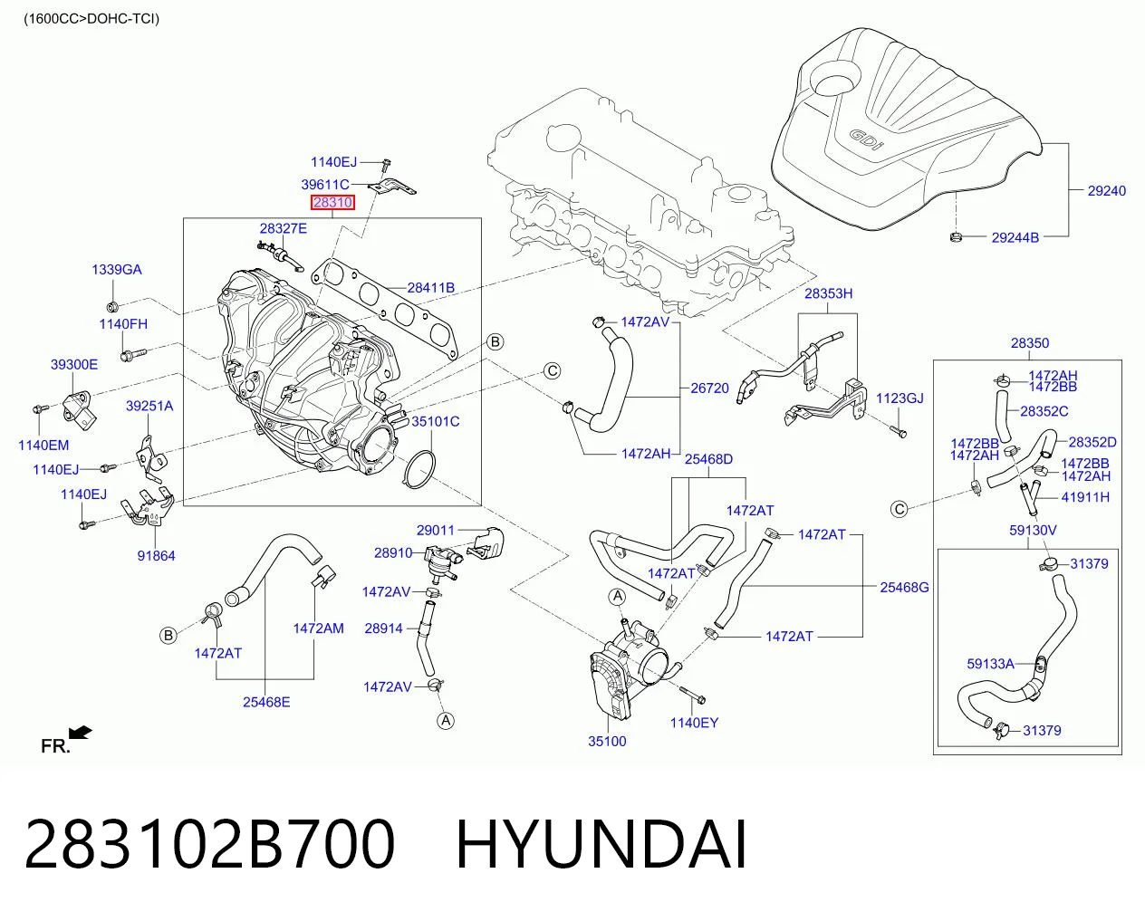 283102B700 Hyundai/Kia Коллектор впускной