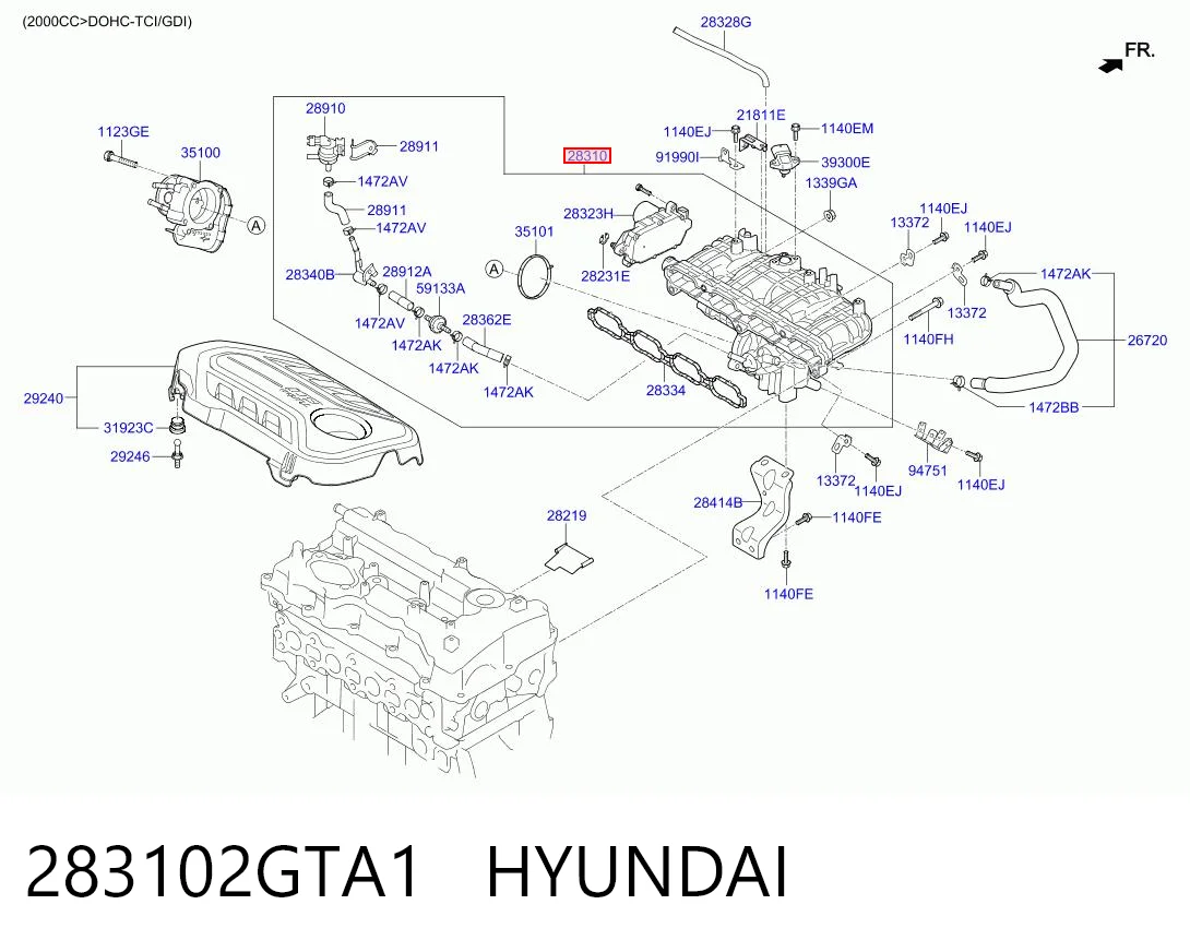 283102GTA1 Hyundai/Kia Коллектор впускной