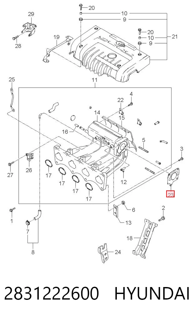 Прокладка дроссельной заслонки Hyundai Accent II седан (LC) (1999 - 2005) цена, от 11.66 USD