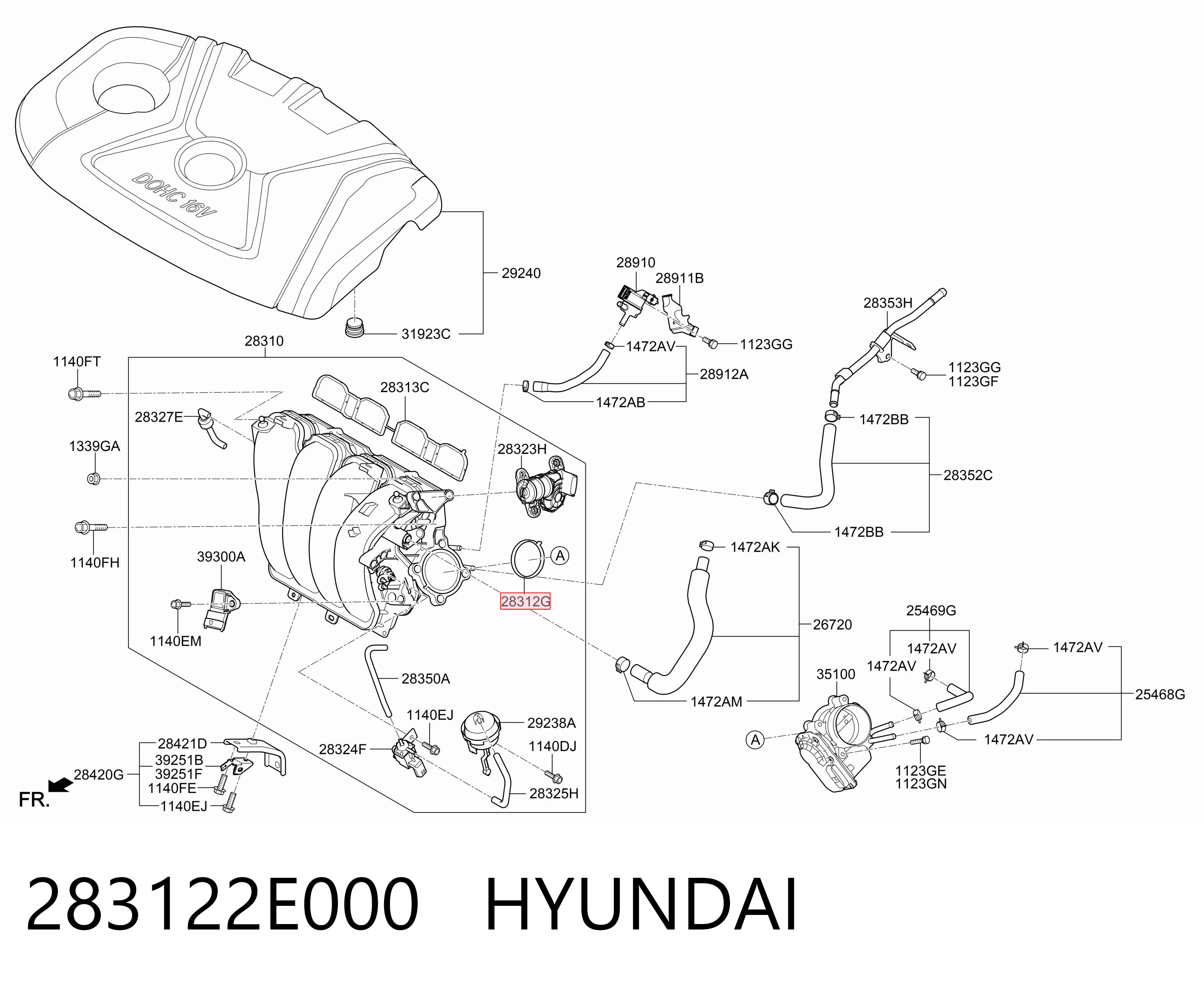 283122E000 Hyundai/Kia Прокладка дроссельной заслонки