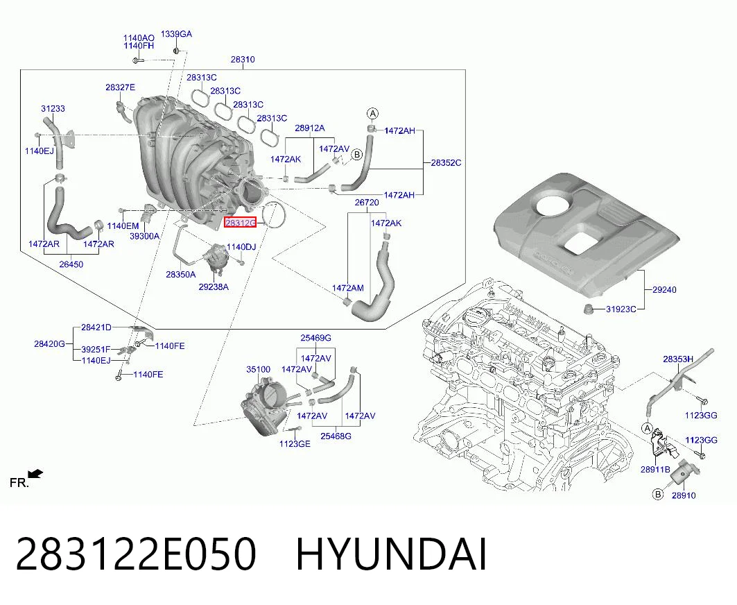 283122E050 Hyundai/Kia Прокладка дроссельной заслонки
