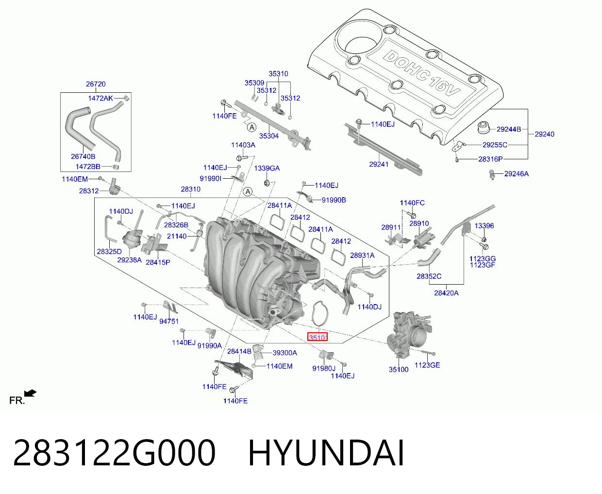 283122G000 Hyundai/Kia Прокладка дроссельной заслонки