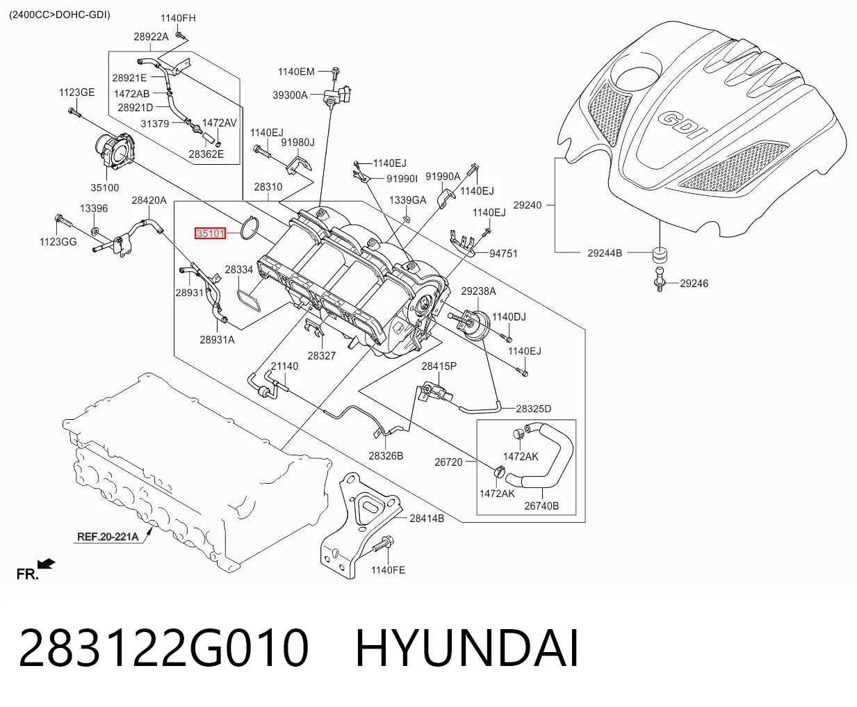 283122G010 Hyundai/Kia Прокладка дроссельной заслонки