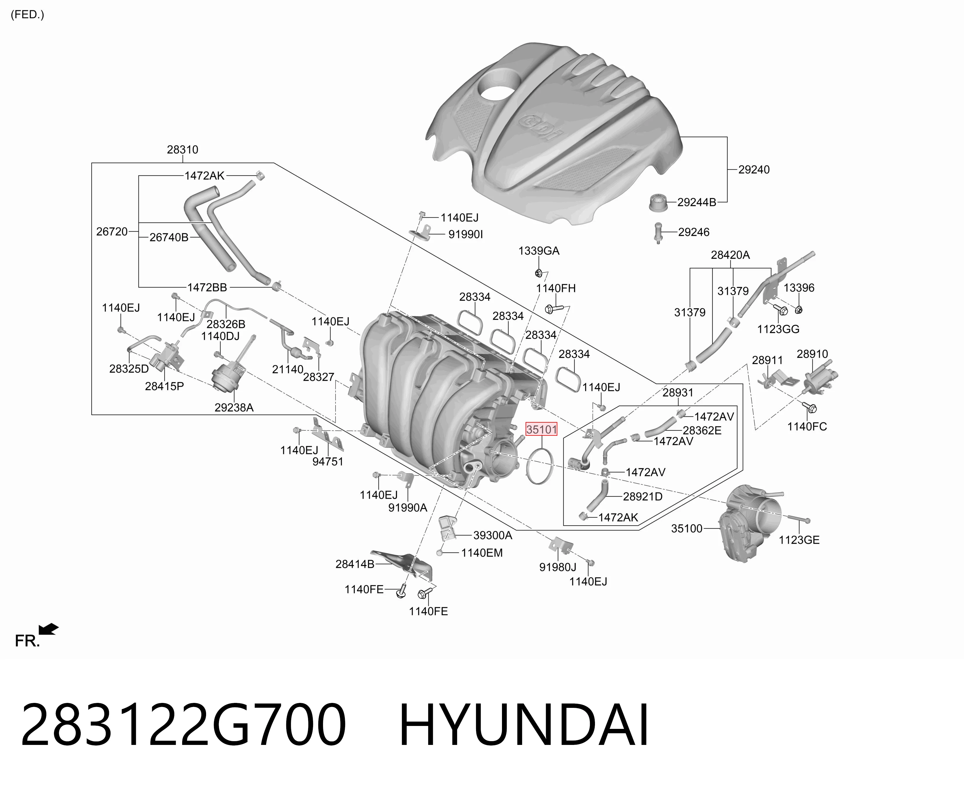 283122G700 Hyundai/Kia Прокладка дроссельной заслонки