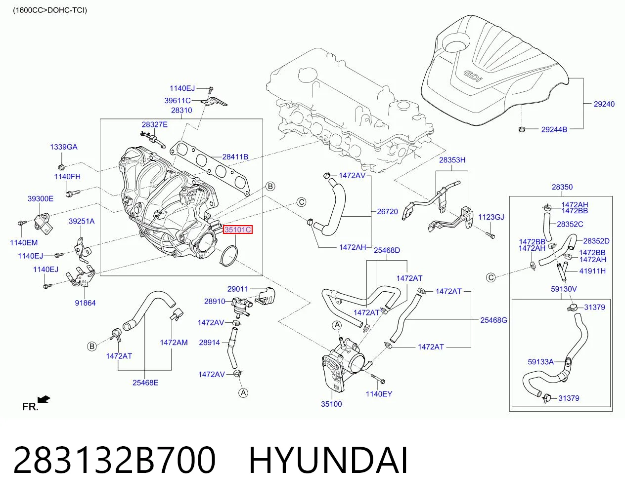 283132B700 Hyundai/Kia Дроссельная заслонка