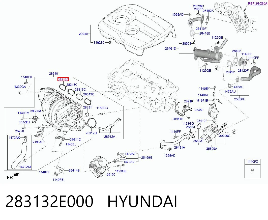 283132E000 Hyundai/Kia  Прокладка впускного коллектора