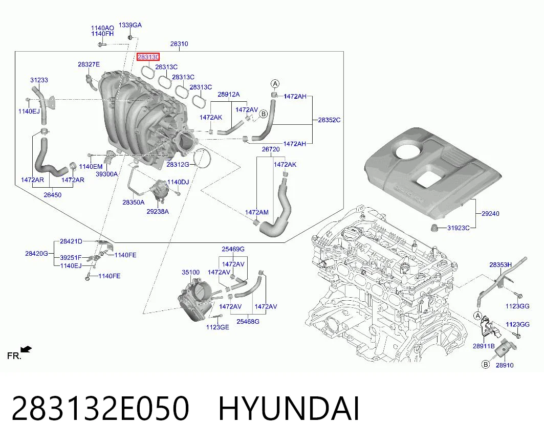283132E050 Hyundai/Kia  Прокладка впускного коллектора