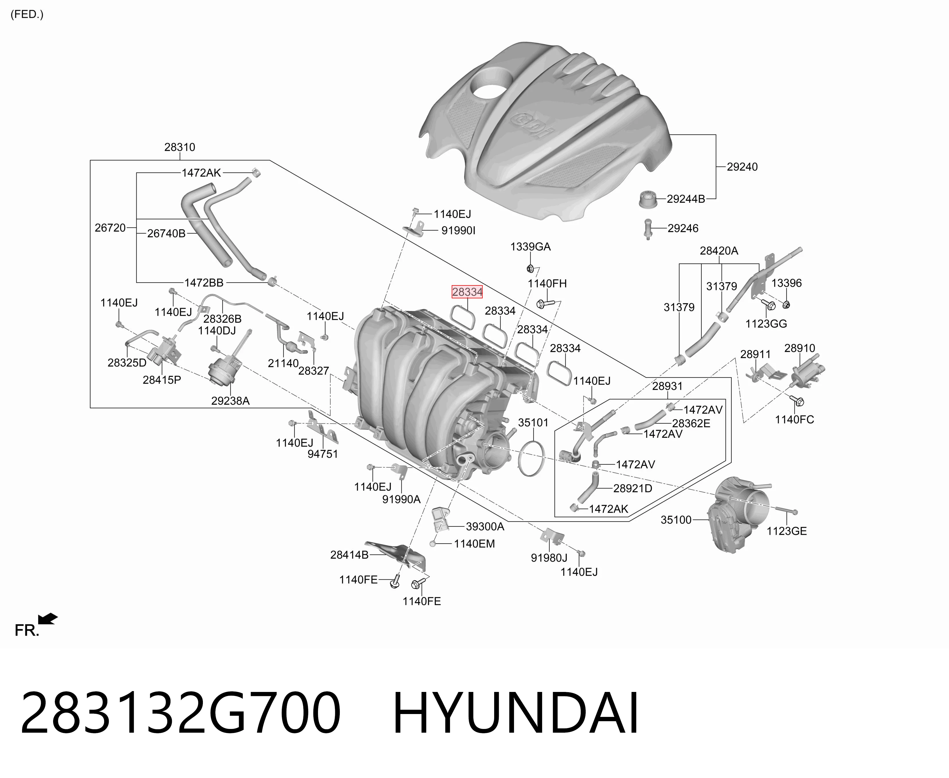 283132G700 Hyundai/Kia  Прокладка впускного коллектора