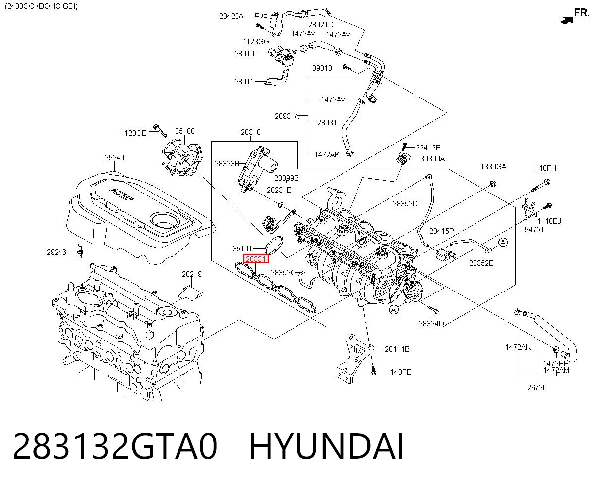 283132GTA0 Hyundai/Kia  Прокладка впускного коллектора