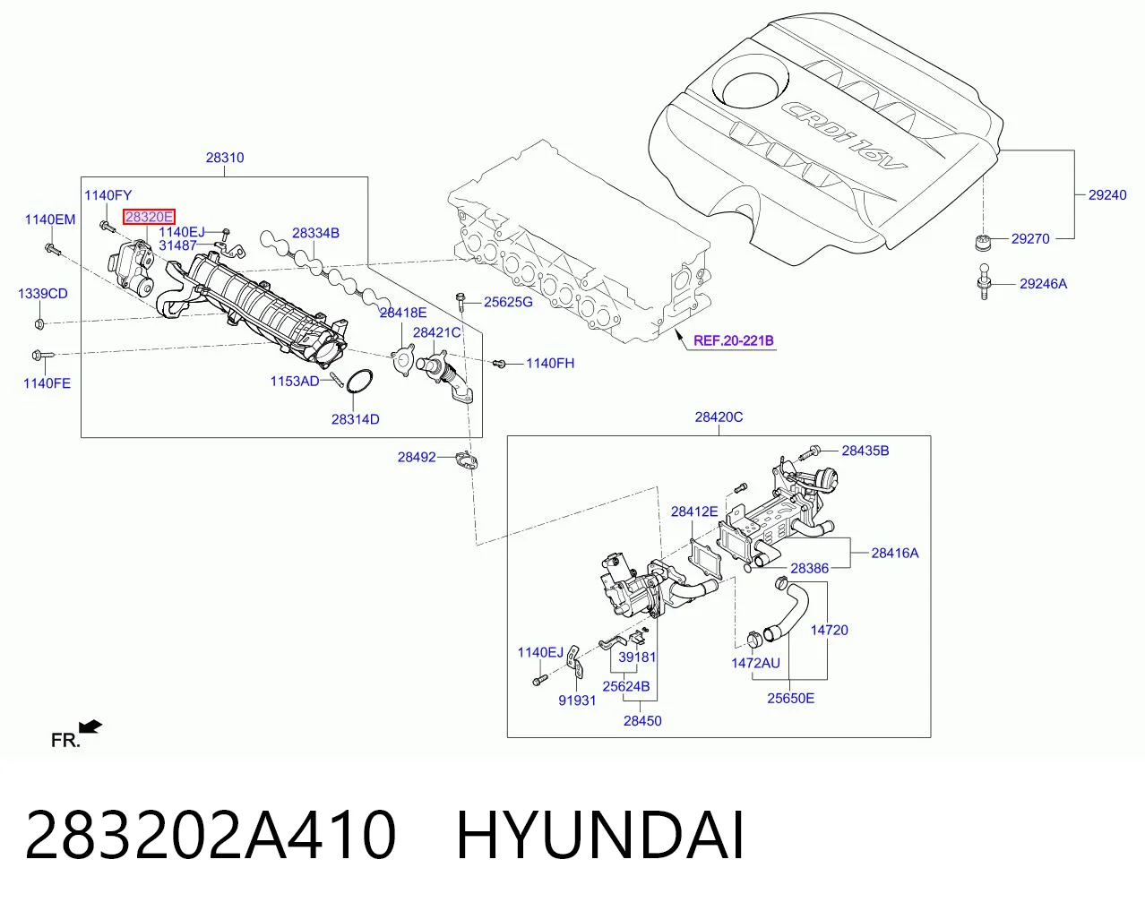 283202A410 Hyundai/Kia Форкамера (вихревая предкамера)