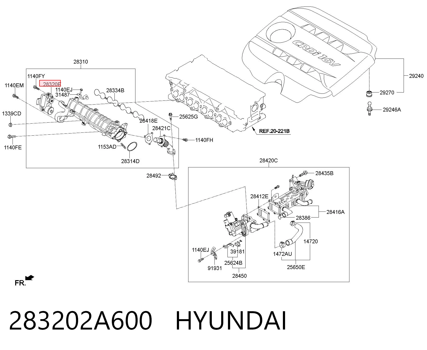 283202A600 Hyundai/Kia Клапан привода заслонок впускного коллектора
