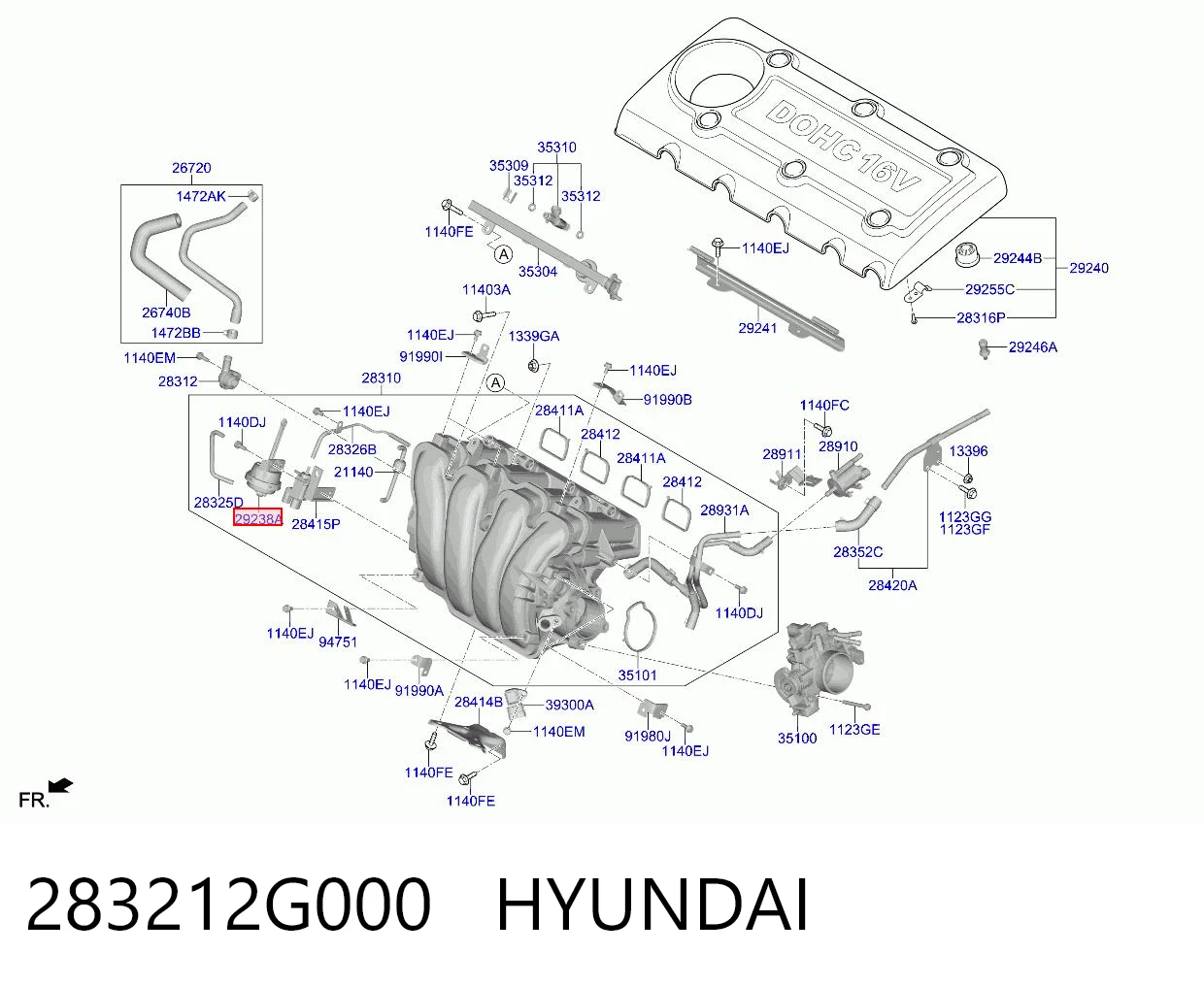 283212G000 Hyundai/Kia Клапан привода заслонок впускного коллектора