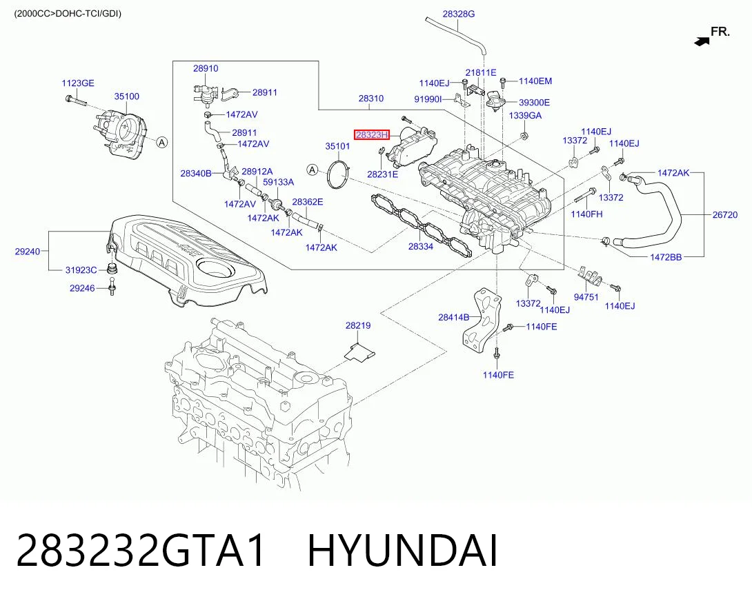 283232GTA1 Hyundai/Kia Клапан привода заслонок впускного коллектора