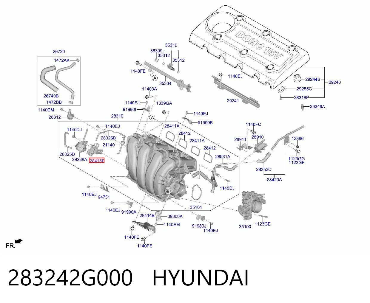 283242G000 Hyundai/Kia Клапан соленоид регулирования заслонки EGR