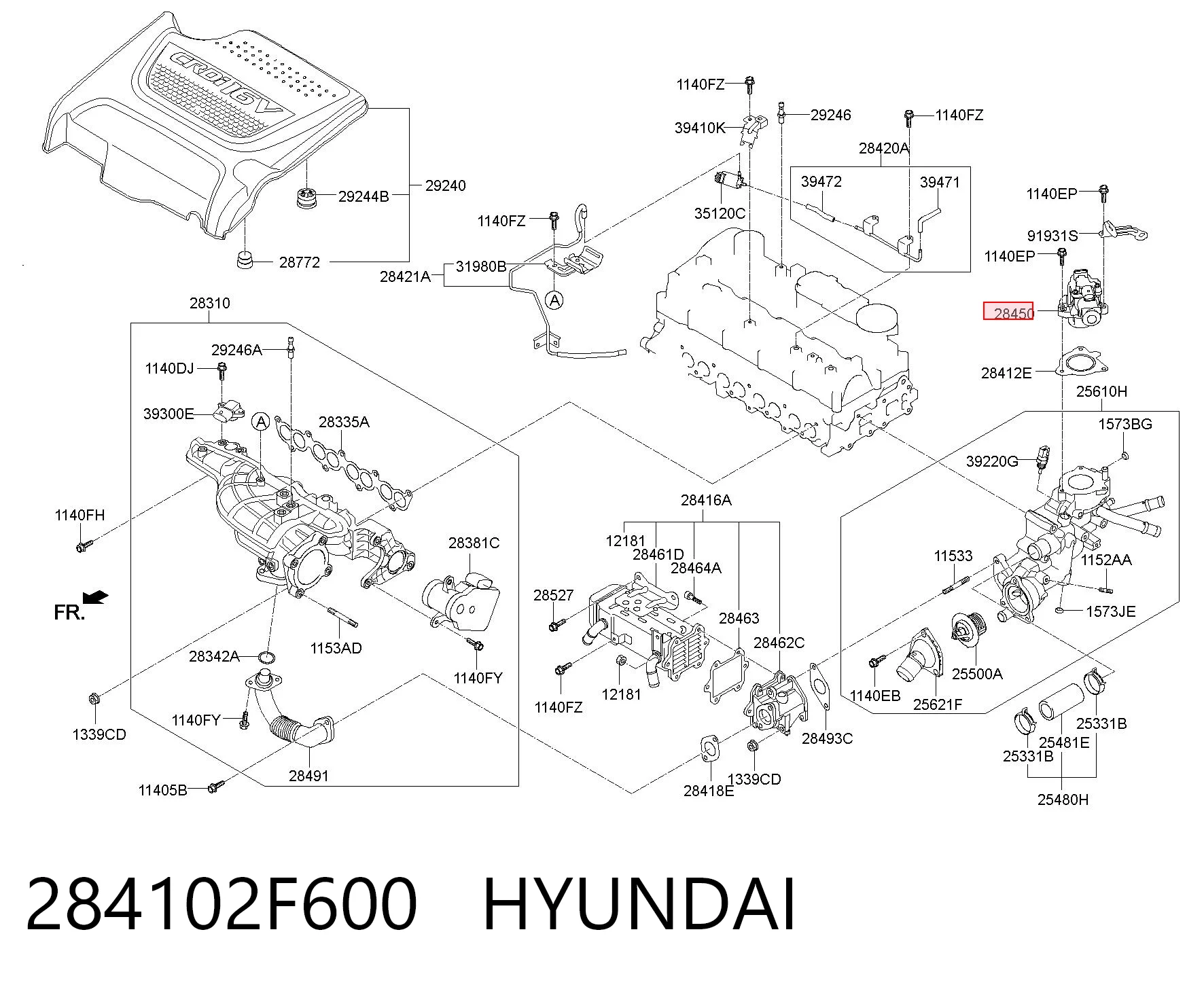 284102F600 Hyundai/Kia Клапан рециркуляции отработавших газов EGR