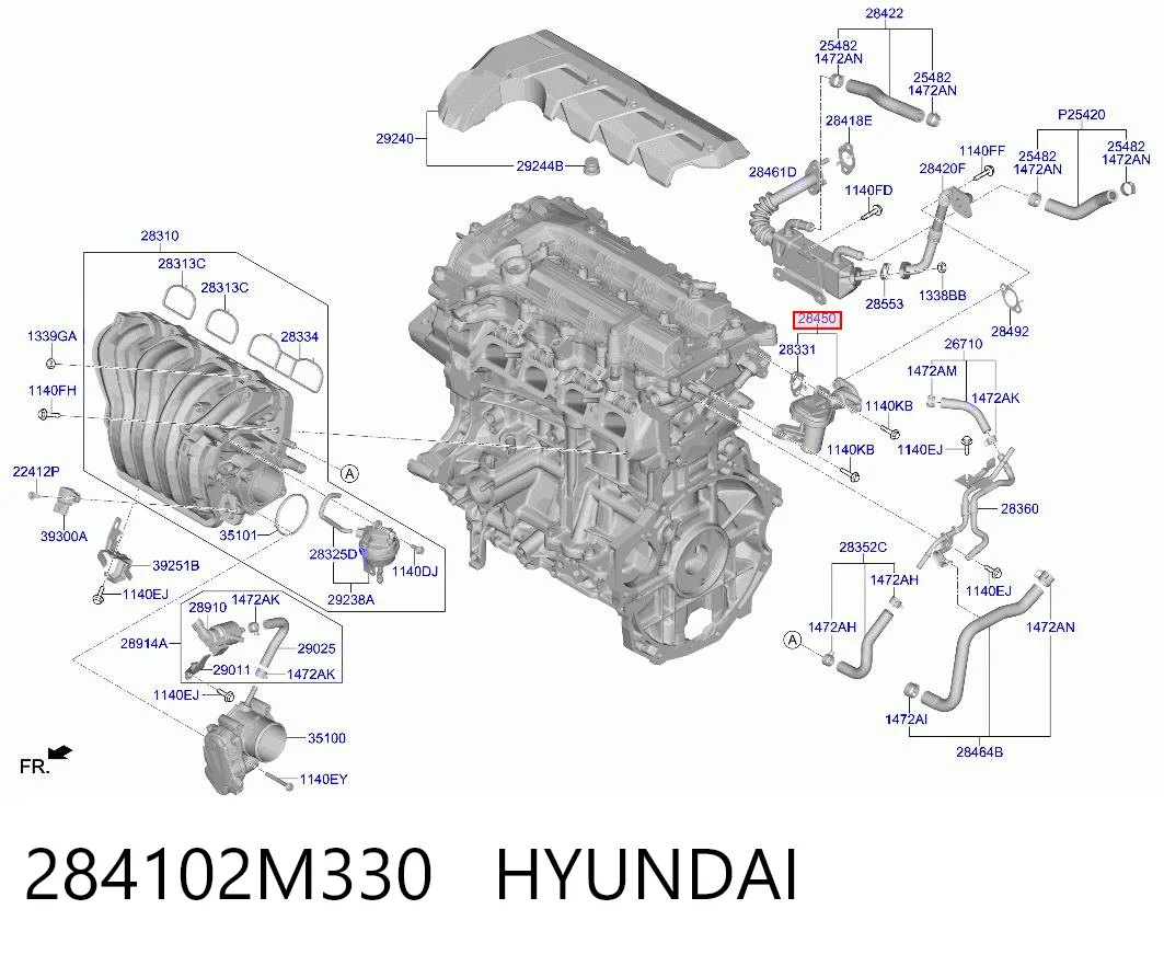 284102M330 Hyundai/Kia Клапан рециркуляции отработавших газов EGR