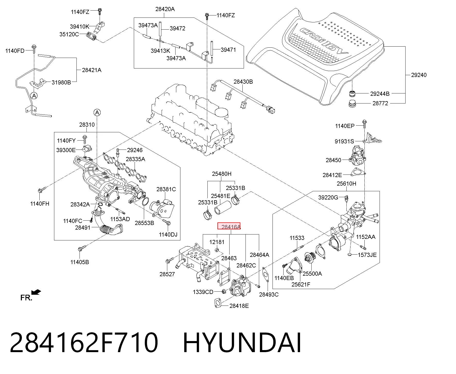 284162F710 Hyundai/Kia Радиатор системы EGR