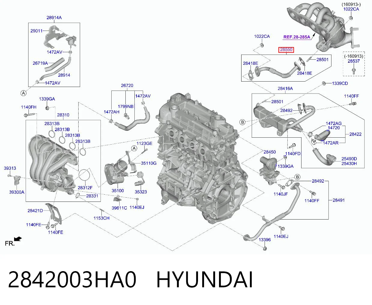 2842003HA0 Hyundai/Kia Шланги и трубки системы рециркуляции