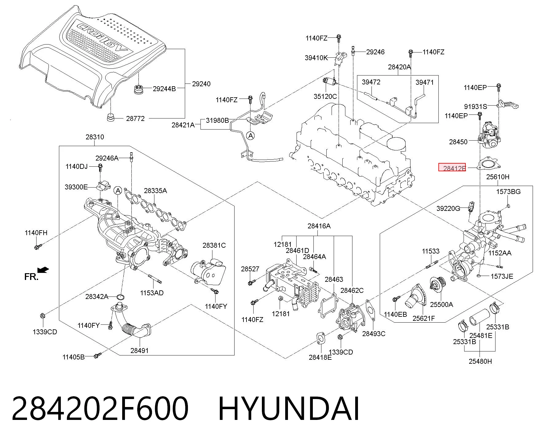 284202F600 Hyundai/Kia Прокладка EGR клапана рециркуляции
