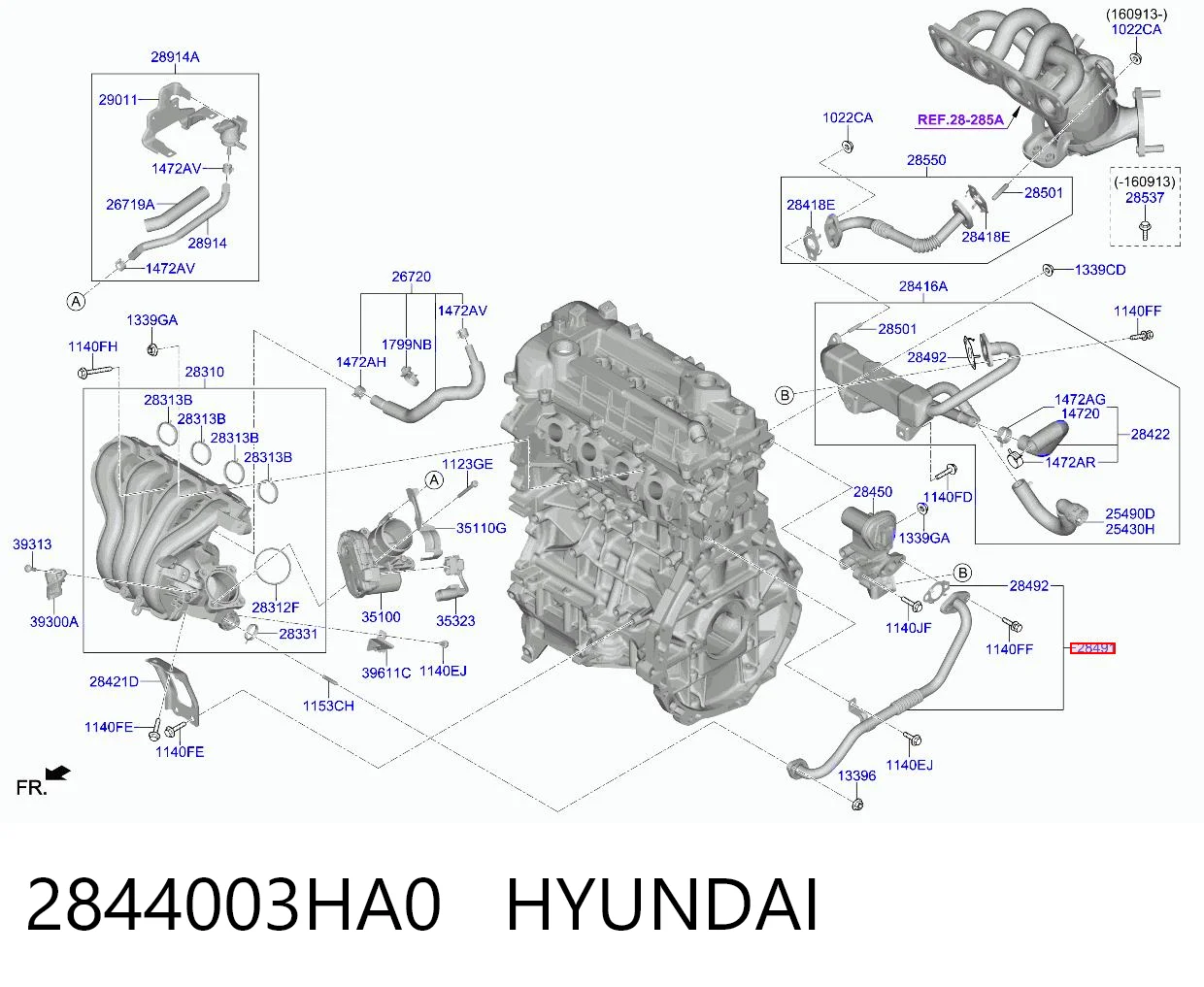 2844003HA0 Hyundai/Kia Шланги и трубки системы рециркуляции