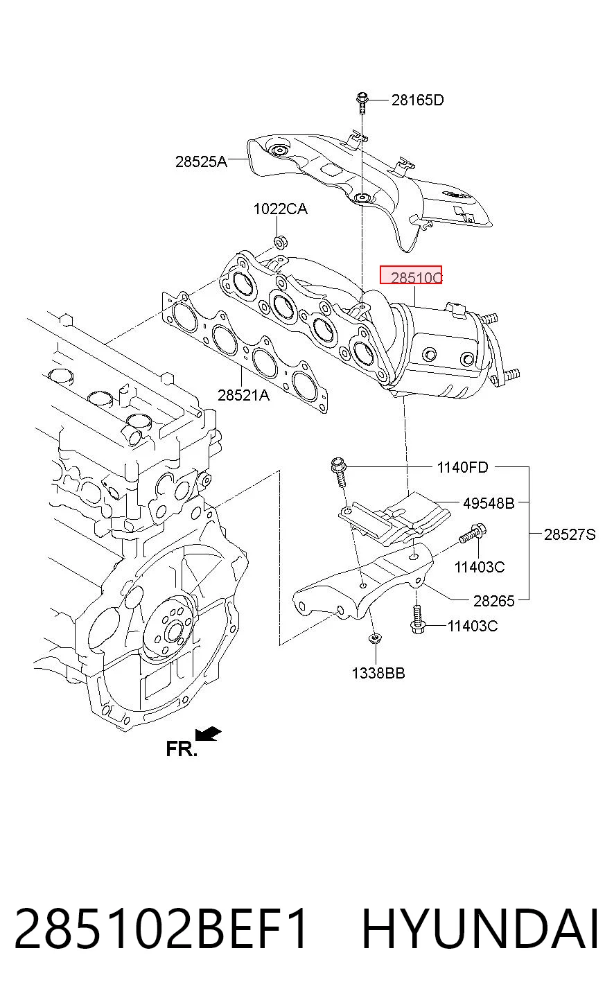 285102BEF1 Hyundai/Kia Конвертор-катализатор