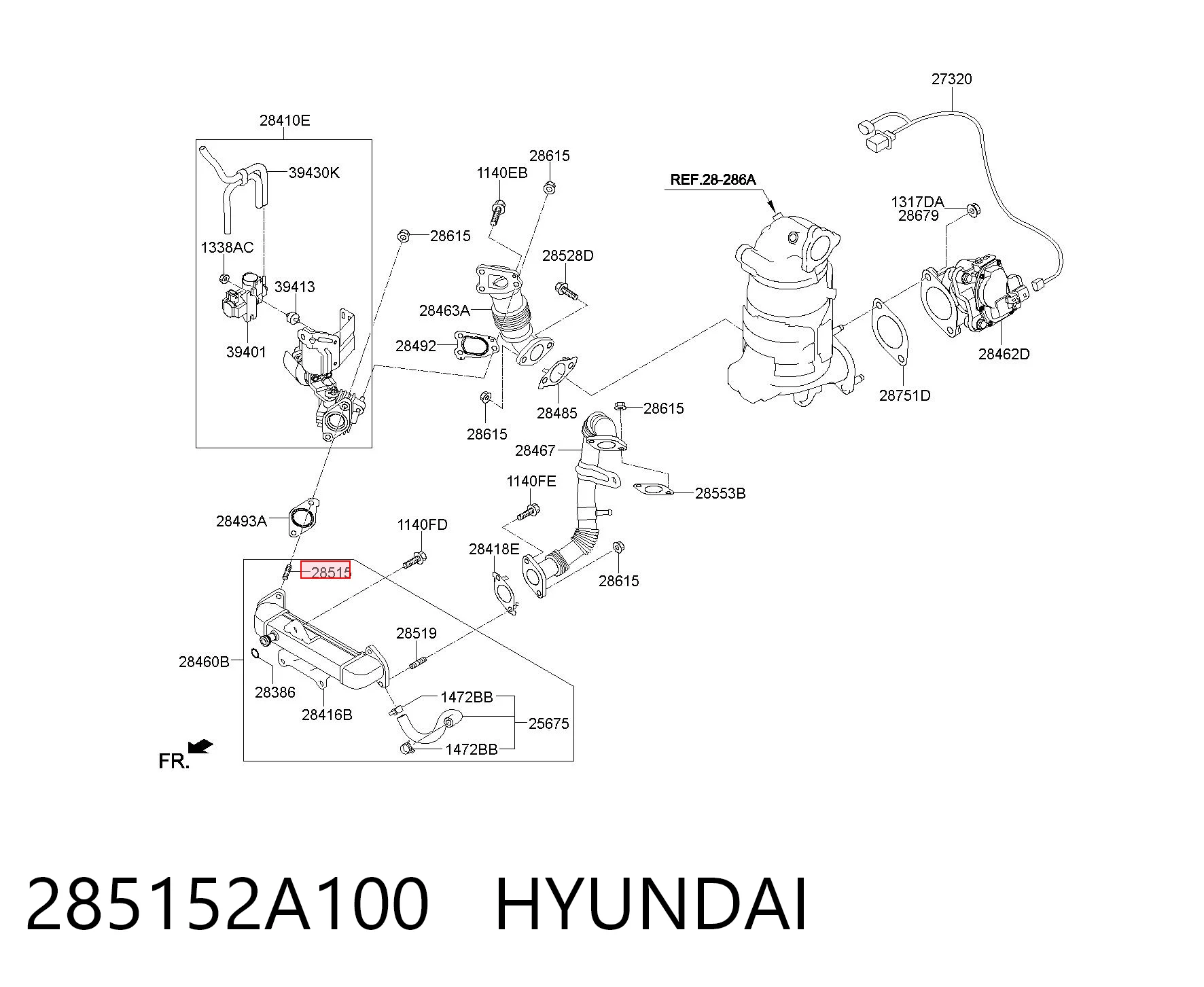 285152A100 Hyundai/Kia Болт (шпилька) крепления турбины