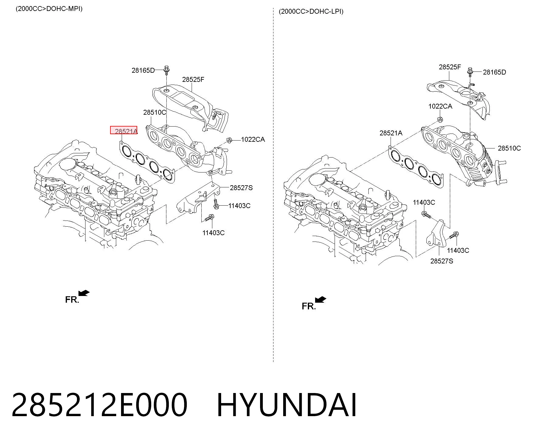 285212E000 Hyundai/Kia Прокладка коллектора выпуск