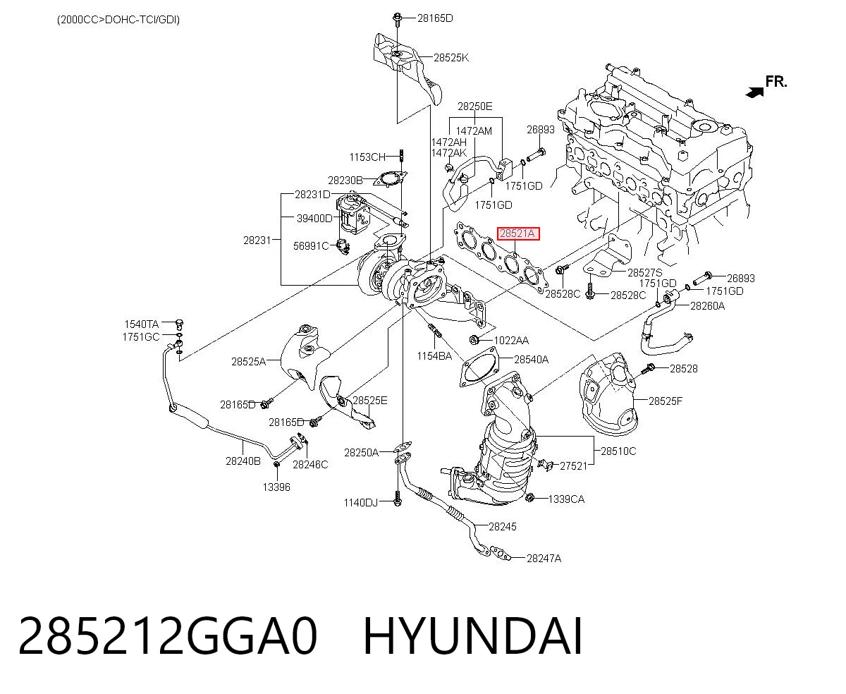 285212GGA0 Hyundai/Kia Прокладка коллектора выпуск