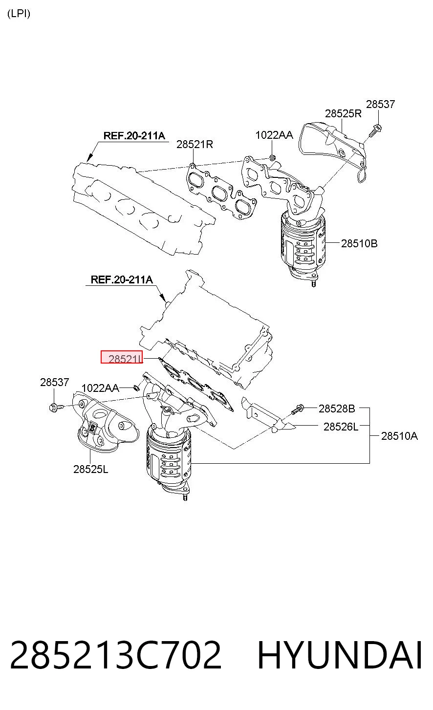 285213C702 Hyundai/Kia Прокладка выпускного коллектора левая