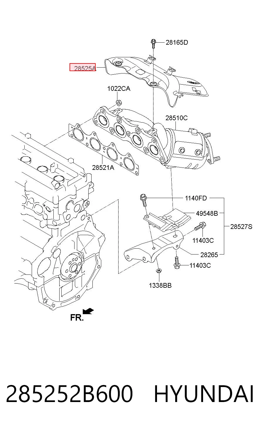 285252B600 Hyundai/Kia Защита (тепловой экран) выпускного коллектора
